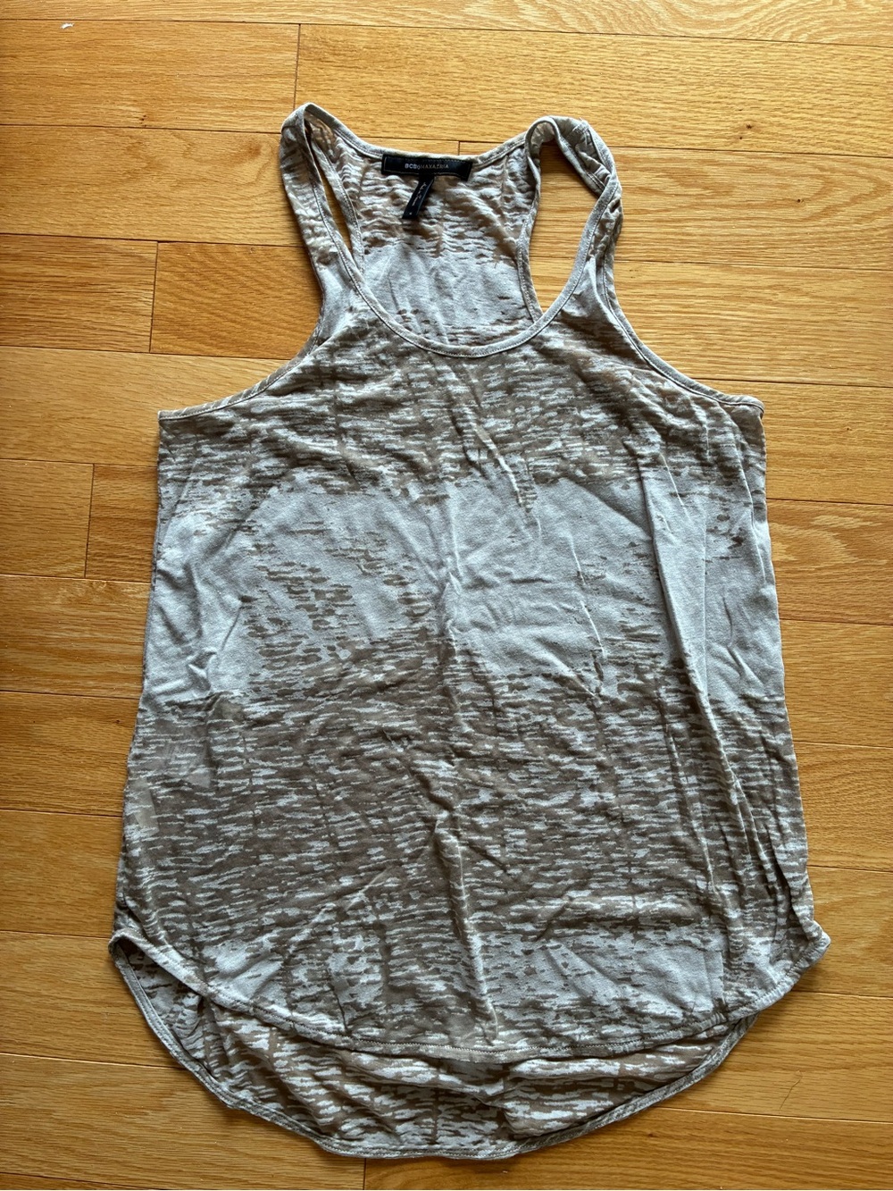 BCBGMAXAZRIA Beige Racerback Tank Top